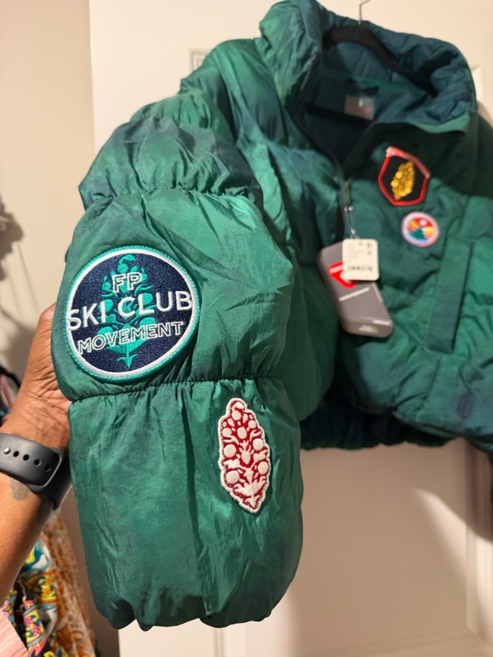 FP Movement by Free People Green Patchwork Puffer with Embroidered Patches 🔥 - Picture 2 of 7